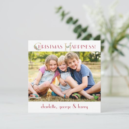 家族の写真クリスマスハピネスフラットホリデーカード シーズンカード (スタンド正面)