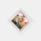 家族の写真クリスマスパーティー スタンダードカクテルナプキン (角)