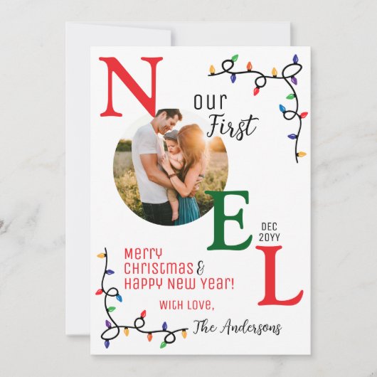 家族の写真クリスマスファースト シーズンカード (正面)