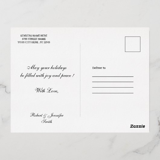 家族の写真クリスマスフォイルのポストカード 箔シーズンポストカード (裏面)