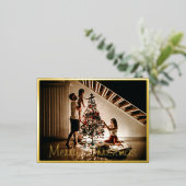 家族の写真クリスマスフォイルのポストカード 箔シーズンポストカード (立ち正面)