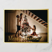 家族の写真クリスマスフォイルのポストカード 箔シーズンポストカード (正面)