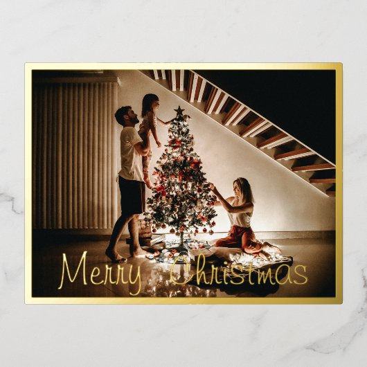 家族の写真クリスマスフォイルのポストカード 箔シーズンポストカード (正面)
