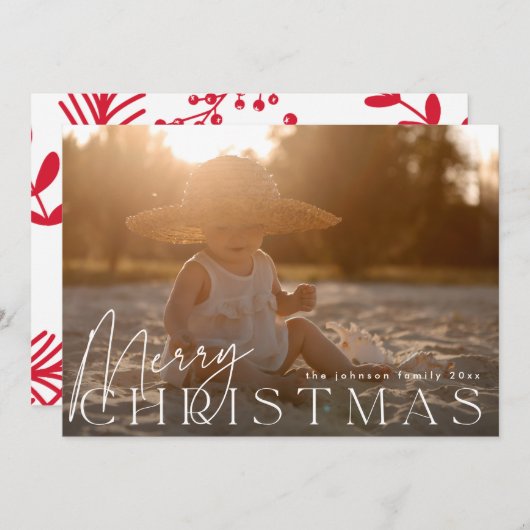 家族の写真クリスマスホリデーの写真カード シーズンカード (正面/裏面)