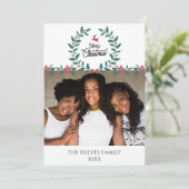 家族の写真クリスマスホリデーカードホワイト (スタンド正面)