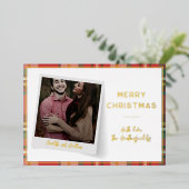 家族の写真クリスマスホリデーズスクリプト金ゴールド 箔シーズンカード (立ち正面)