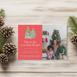 家族の写真クリスマスホリデームービングアナウンス 招待状
