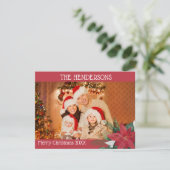 家族の写真クリスマスポインセチア休日カード シーズンカード (スタンド正面)