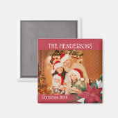 家族の写真クリスマスマグネットポインセチア マグネット (正面/裏面)