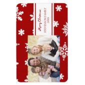 家族の写真クリスマスマグネット赤い白雪 マグネット (縦)