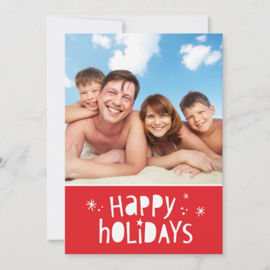 家族の写真クリスマスモダンタイポグラフィ幸せ シーズンカード (正面)