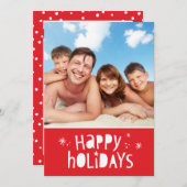 家族の写真クリスマスモダンタイポグラフィ幸せ シーズンカード (正面/裏面)