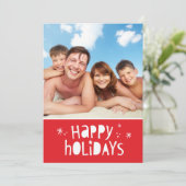 家族の写真クリスマスモダンタイポグラフィ幸せ シーズンカード (スタンド正面)