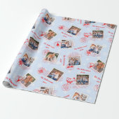 家族の写真クリスマス切手コラージュ雪 ラッピングペーパー (アンロールド)