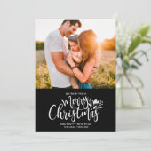 家族の写真クリスマス白黒カード 招待状 (スタンド正面)