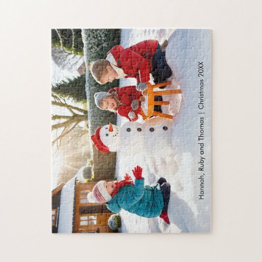 家族の写真クリスマス記念パーソナライズされた品 ジグソーパズル (縦)