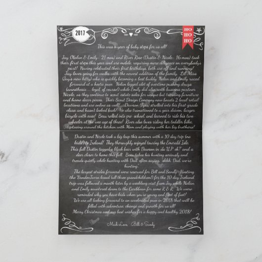 家族の写真クリスマス金ゴールドとChalkboard要素 シーズンカード (内部)