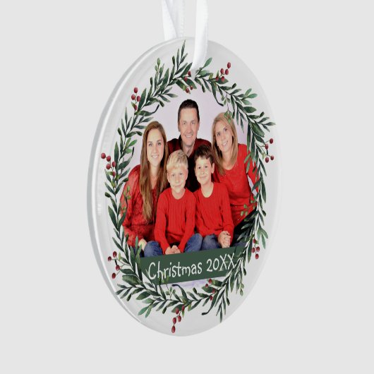 家族の写真クリスマス オーナメント (正面)