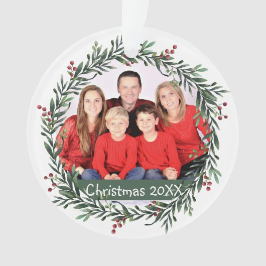 家族の写真クリスマス オーナメント (正面)