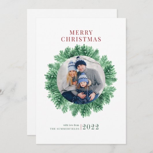 家族の写真クリスマス シーズンカード (正面/裏面)