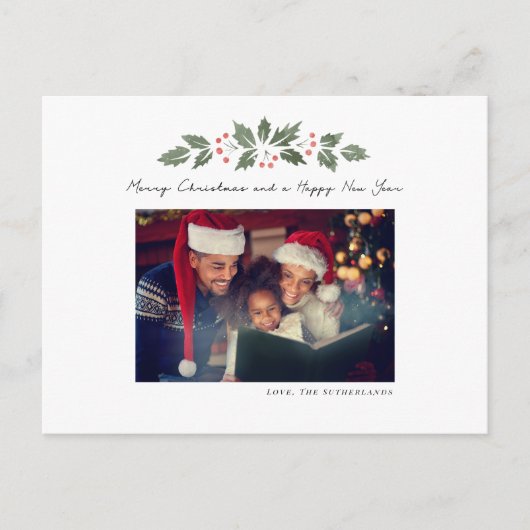 家族の写真クリスマス シーズンポストカード (正面)