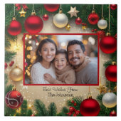 家族の写真クリスマス タイル (正面)