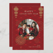 家族の写真グリーティングルナ中国の年賀状 シーズンカード (正面/裏面)