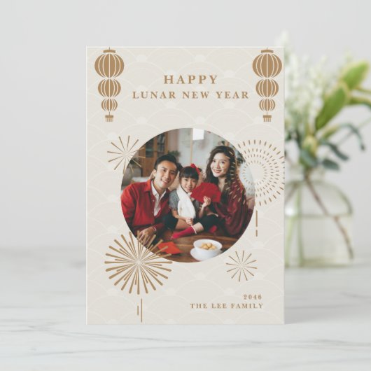 家族の写真グリーティングルナ中国の年賀状 シーズンカード (スタンド正面)