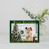 家族の写真グリーンクリスマス 箔シーズンポストカード (立ち正面)