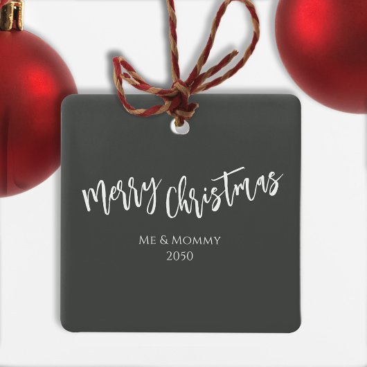 家族の写真グリーンスノーフレークのクリスマス セラミックオーナメント