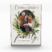 家族の写真グリーン離れクリスマス フォトブロック (正面)