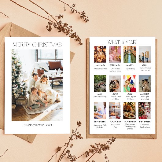 家族の写真コラージクリスマスカード 招待状