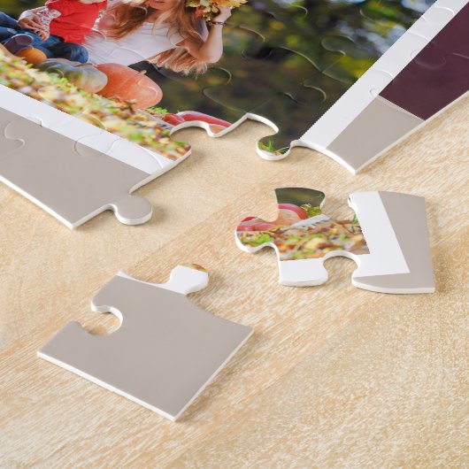 家族の写真コラージグジグザグフォトストリップスクエア ジグソーパズル (側面)