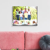 家族の写真コラージグジグザグフォトストリップダークグレー キャンバスプリント (インサイチュ (リビング))