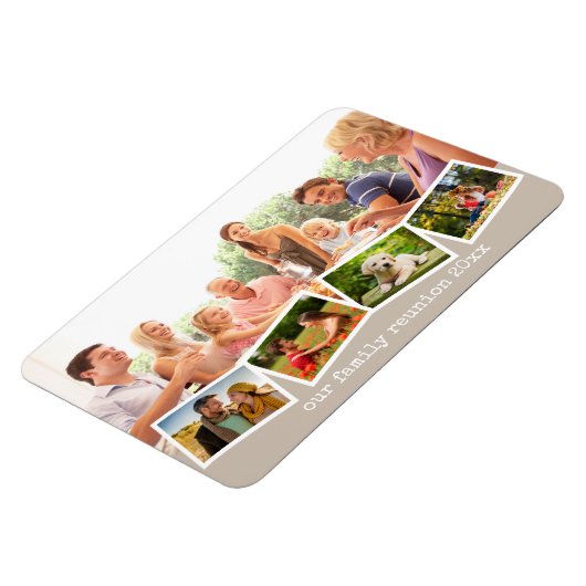 家族の写真コラージグジグザグフォトストリップベージュ マグネット (左側)