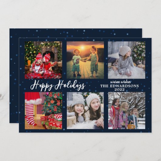 家族の写真コラージハッピーホリデーズクリスマス シーズンカード (正面/裏面)