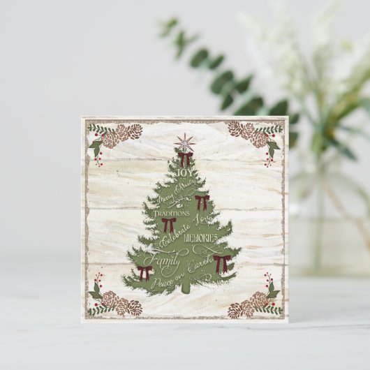 家族の写真コラージファームハウスクリスマスツリー喜び シーズンカード (スタンド正面)