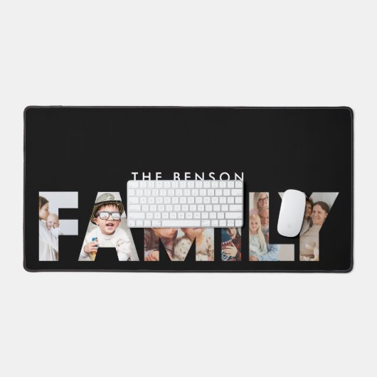 家族の写真コラージホームオフィスデコールブラック デスクマット (キーボード&マウス)