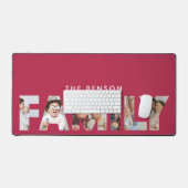 家族の写真コラージホームオフィスDecor Magenta デスクマット (キーボード&マウス)