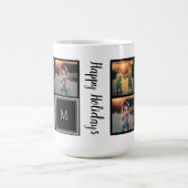 家族の写真コラージモノグラムハッピーホリデー コーヒーマグカップ (中央)