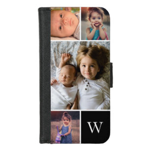 家族の写真コラージモノグラムブラック iPhone 8/7 ウォレットケース