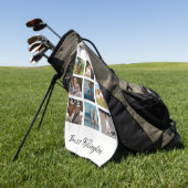 家族の写真コラージモノグラム ゴルフタオル (グリーン)