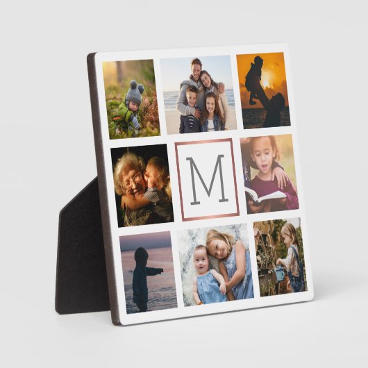 家族の写真コラージモノグラム フォトプラーク (正面)