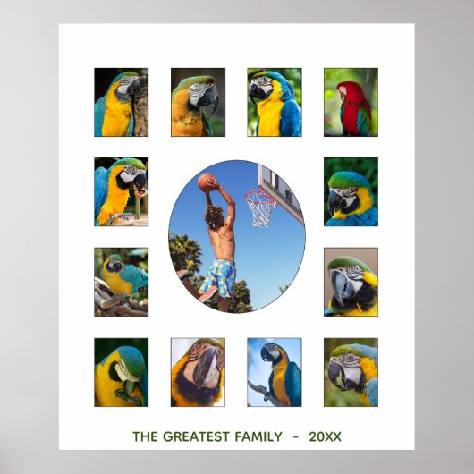 家族の写真コラージモノグラム ポスター (正面)