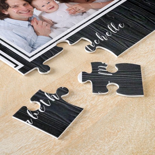 家族の写真コラージュあなたの名前ジグソーパズル ジグソーパズル (側面)