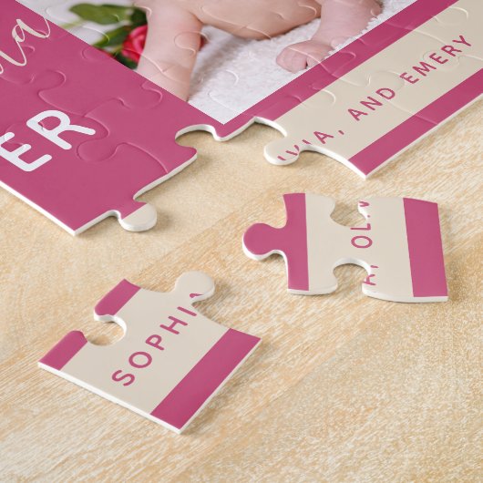 家族の写真コラージュお最高のばああちゃん ジグソーパズル (側面)