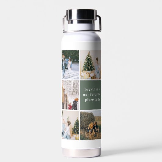 家族の写真コラージュが私たちお気に入りの ウォーターボトル (背面)