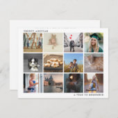 家族の写真コラージュのクリスマスを思い出す年 シーズンカード (正面/裏面)