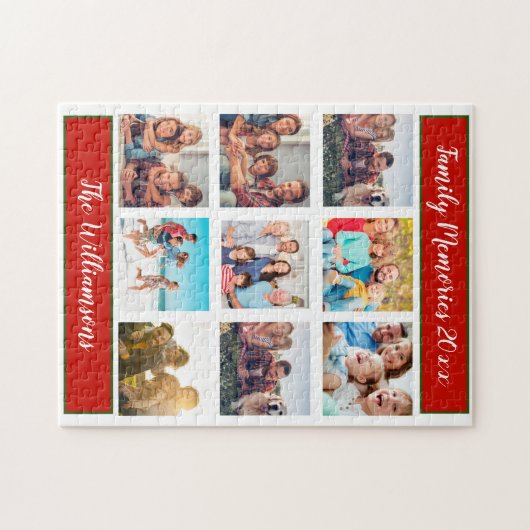 家族の写真コラージュのクリスマスプレゼント記念アイテム ジグソーパズル (横)