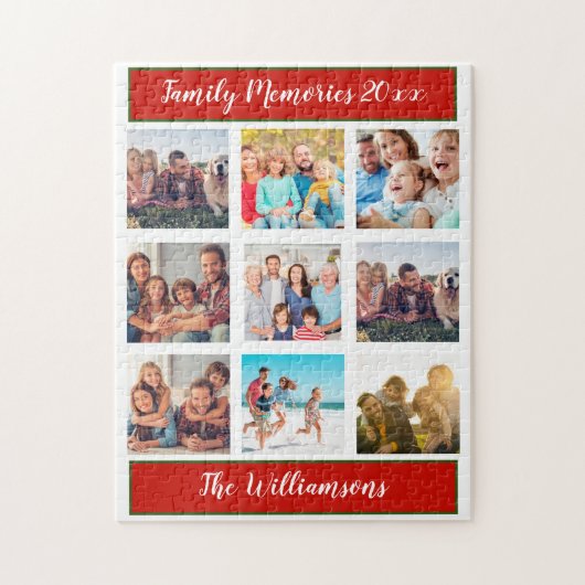 家族の写真コラージュのクリスマスプレゼント記念アイテム ジグソーパズル (縦)